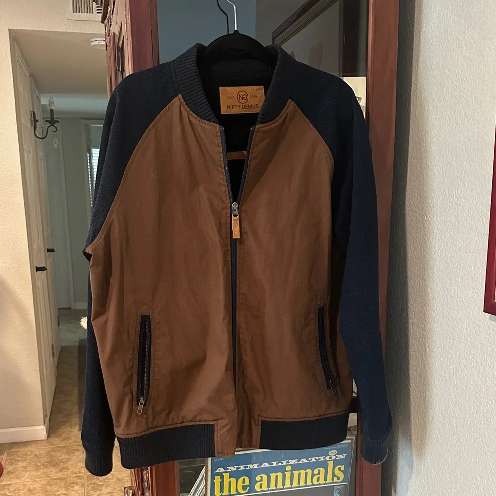 Nifty Genius Men’s Large Black/Brown Outdoor Jacket - Picture 1 of 8